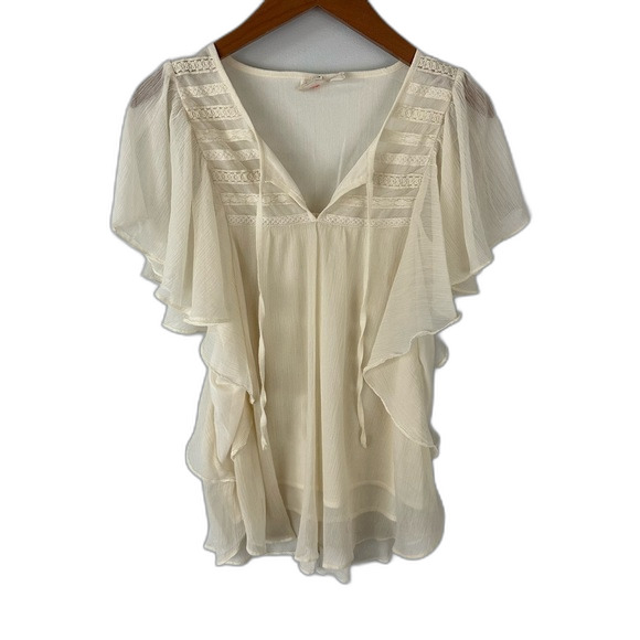 Mudd Cream Lace Prairie Blouse Size Medium - Picture 1 of 14